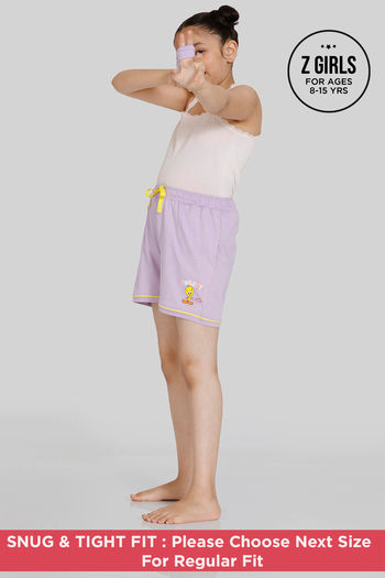Buy Zivame Girls Looney Tunes Knit Cotton Shorts - Lilac Breeze